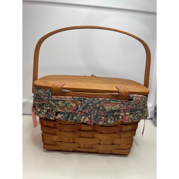 Longaberger 1991 Mothers Day LID Purse Basket / Floral Fabric Liner (Retired) - Picture 4 of 13